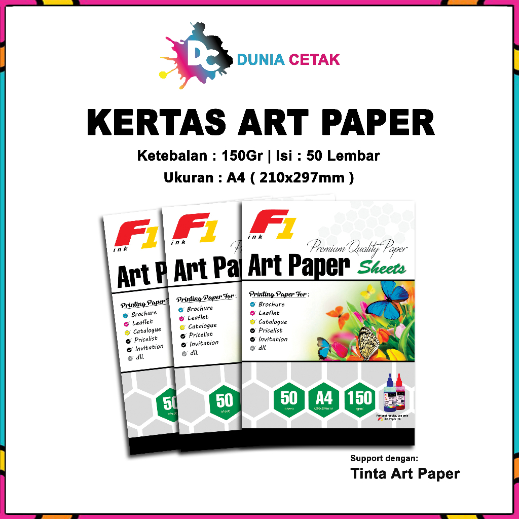 Jual KERTAS ART PAPER F1 A4 A3 ISI 50 LEMBAR Shopee Indonesia