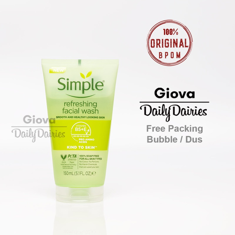 Jual Simple refreshing facial wash gel 150ml kind to skin face cleanser ...