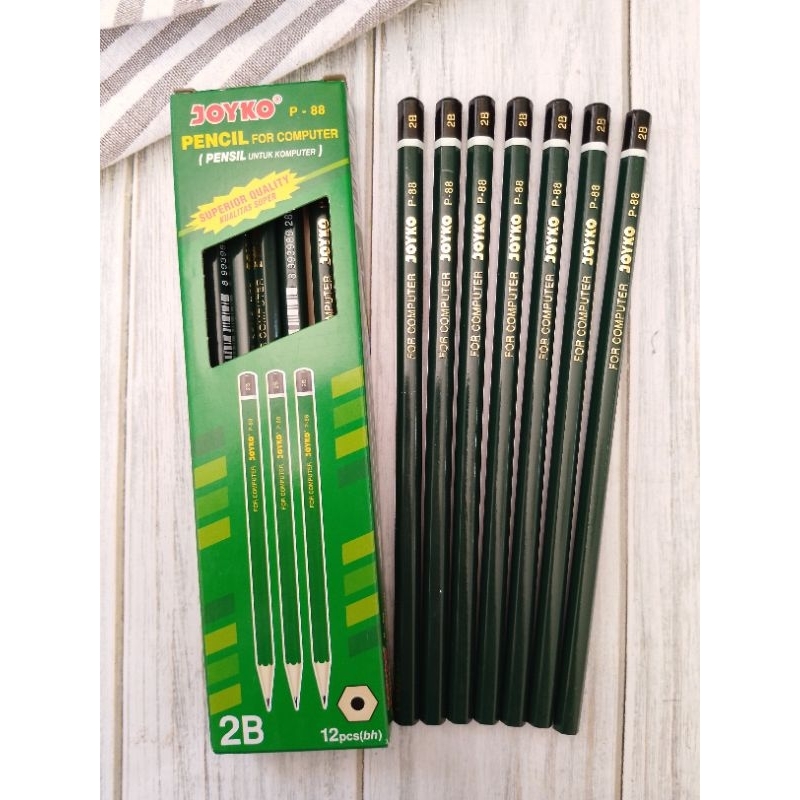 Jual PENSIL 2B HIJAU P-88 ISI 12 PC JOYKO | Shopee Indonesia