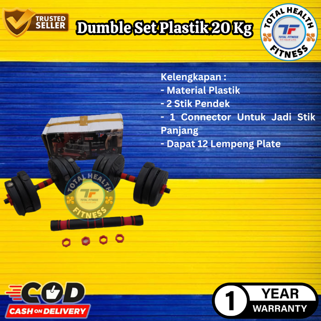 Jual Alat Olahraga Fitness Angkat Beban Dumble Set Plastik 20 Kg ...