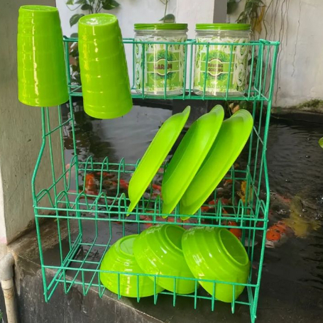 Jual Rak piring + tempat gelas Susun 3 / rak wastafel / rak piring ...