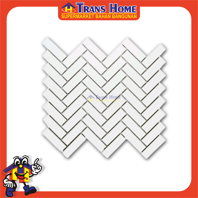 Jual Mosaic / Mozaik Mozza Tile Herringbone Glossy White (1Dus:20Lbr ...