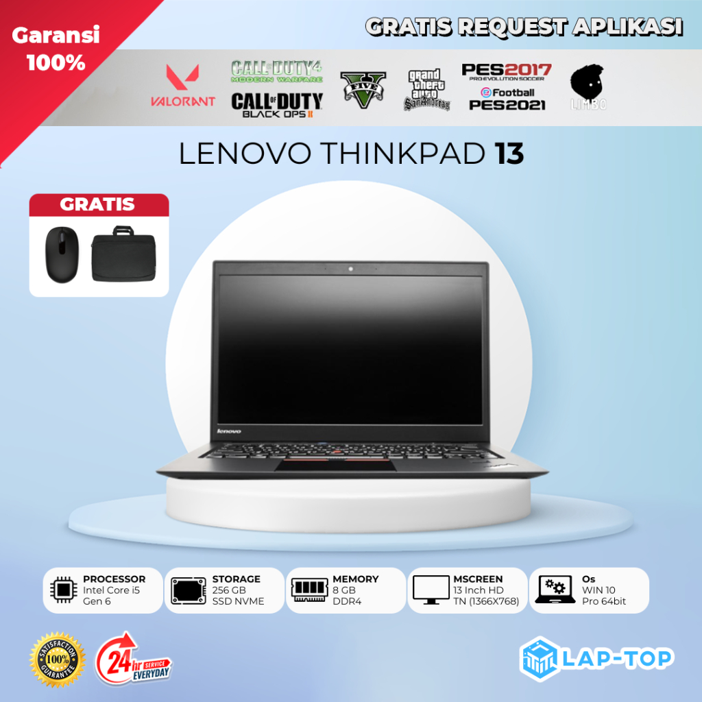 Jual Laptop Lenovo Thinkpad 13 Intel Core I5 Gen 6 Ram 8gb Ssd 256gb Mulus Bergaransi Shopee 0142