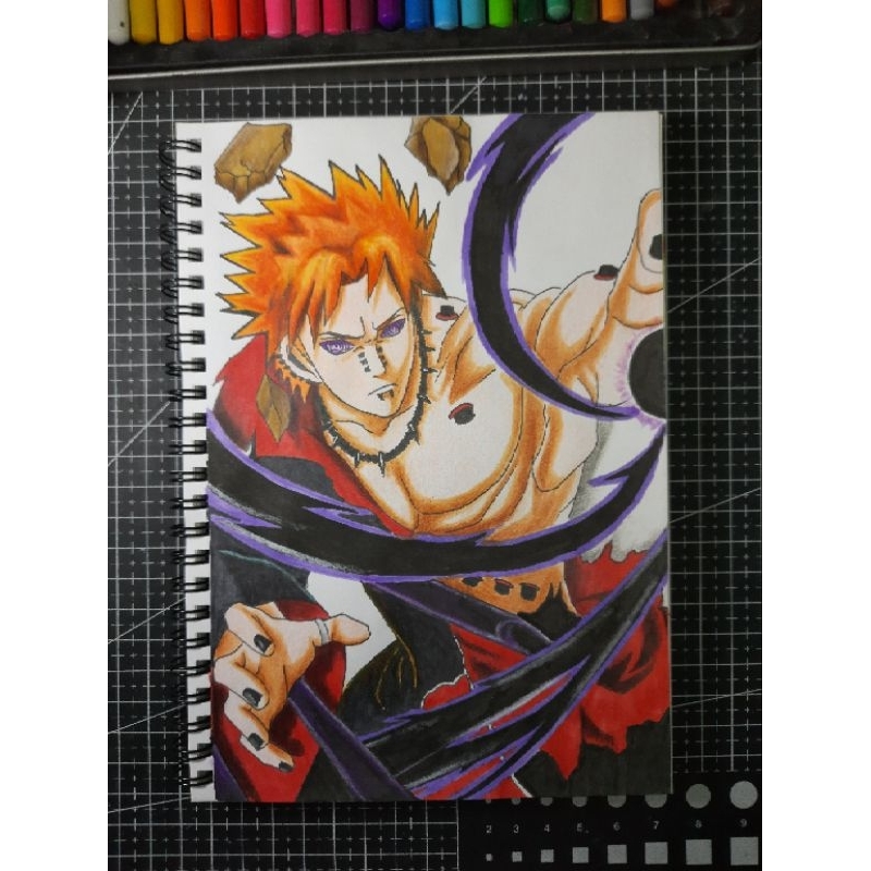 Jual jasa lukis anime pain akatsuki, lukisan tangan, gambar anime