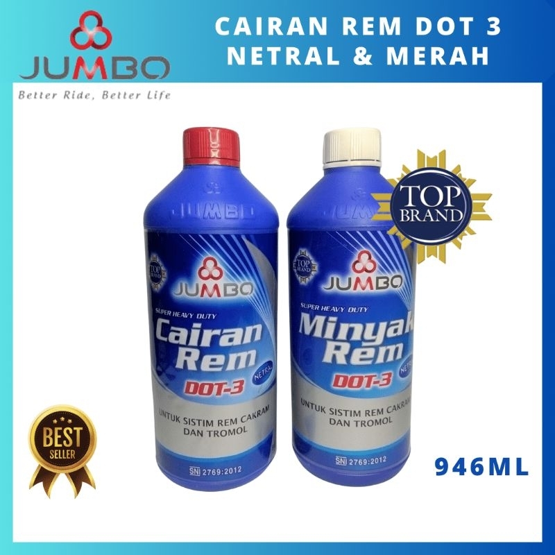 Jual MINYAK REM JUMBO DOT 3 MERAH DAN NETRAL UKURAN BOTOL 1 LITER ...