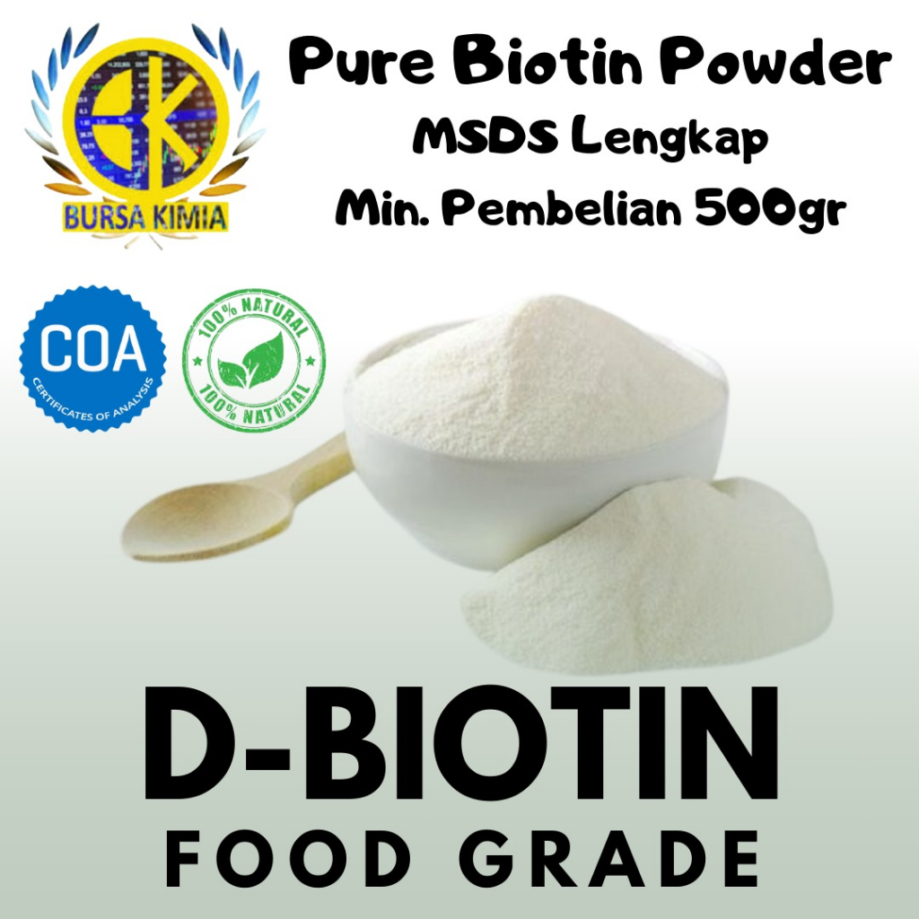 Jual Natural Biotin Powder 1g/Vitamin B7 Powder/Vitamin H Bubuk Biotin ...