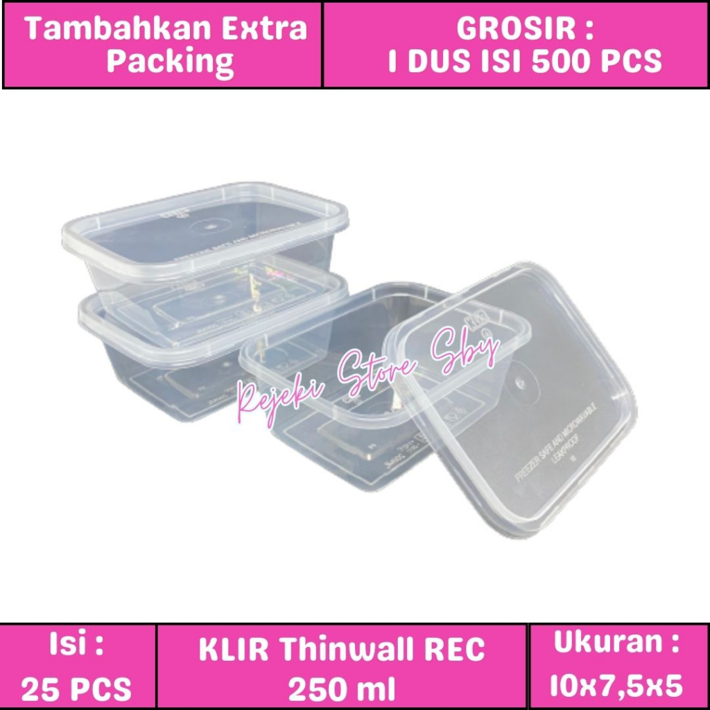 Jual 25 Pcs Klir Thinwall Rec 250ml Thinwall Persegi Panjang