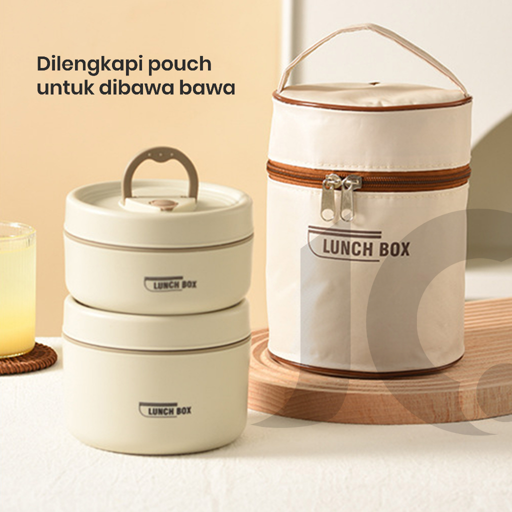 Jual Rantang Kotak Makan Lunch box bulat Stainless Steel anti bocor R46 ...