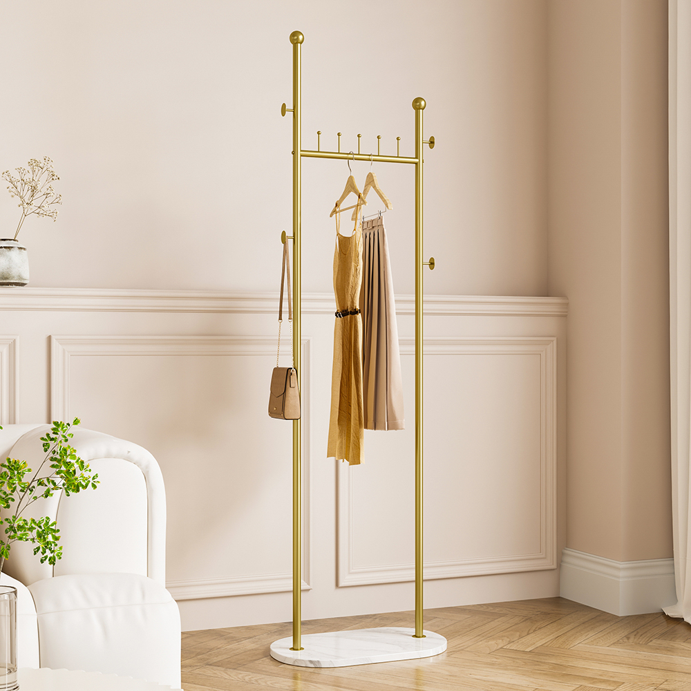 Jual DOUMILA Gold Clothing Racks with Marble Base Modern Gold Coat Racks Freestanding Gold