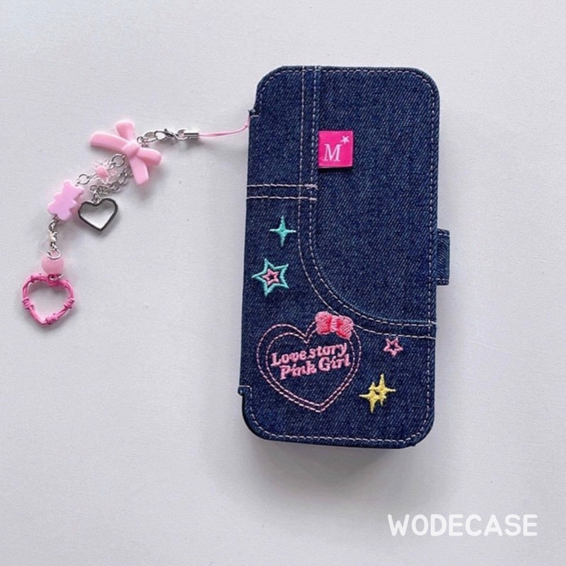 Jual WODECASE Love Story Denim Flip Cover Case untuk Iphone 11-15 Pro ...