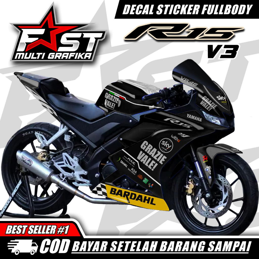 Jual Striping Decal Stiker R15 V3 Fullbody Yamaha R15 V3 Polos Simpel ...