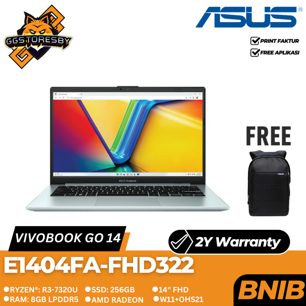 Jual Laptop Asus Vivobook Go 14 E1404fa Fhd322 R3 7320u 8256 Amd W11ohs Shopee Indonesia 0324