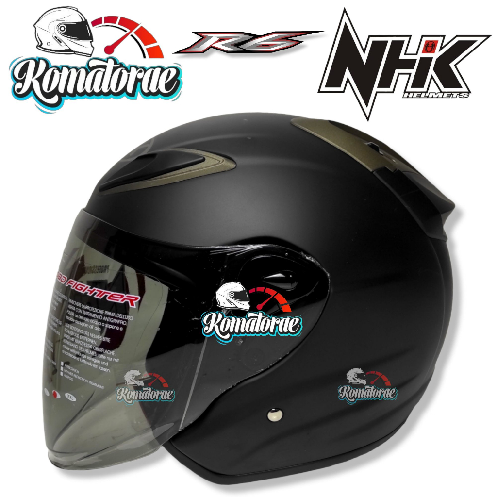 Jual HELM NHK R6 SOLID S BLACK DOFF HALF FACE SINGLE VISOR | Shopee ...