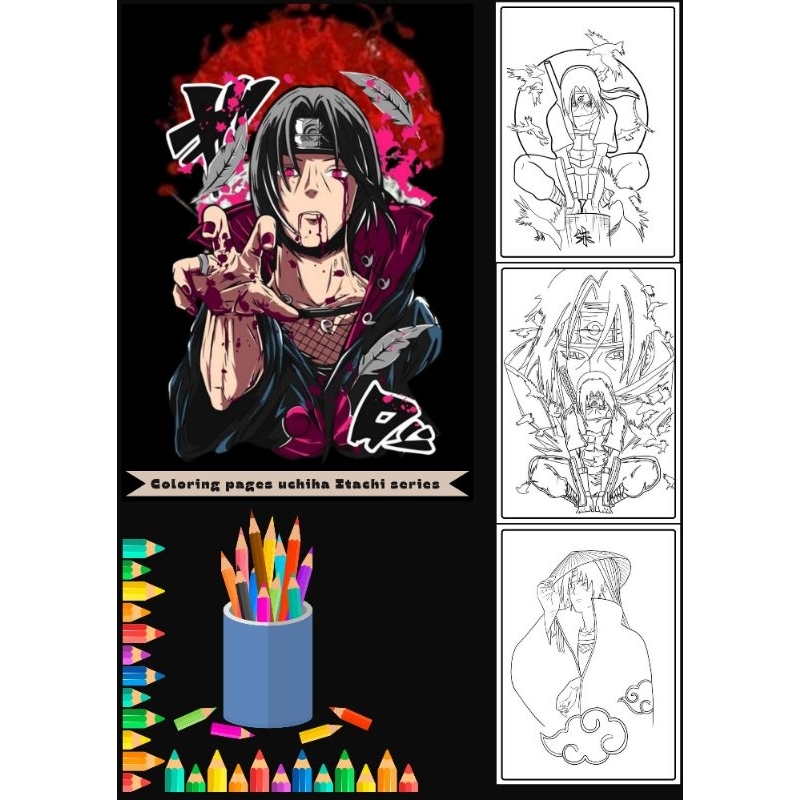 Jual Kertas mewarnai gambar serial anime Uciha Itachi isi 20 pages