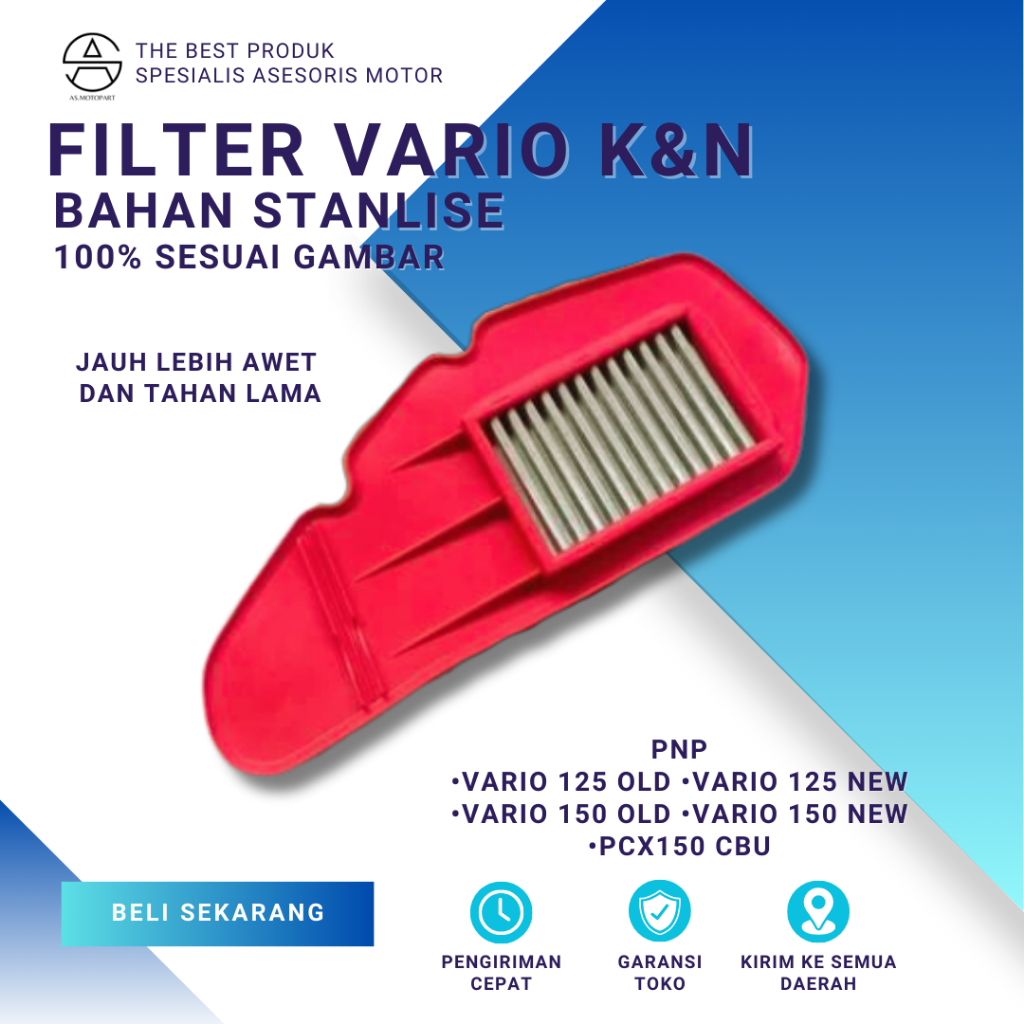 Jual Filter vario k&n stainles filter HYBRID udara honda vario 150 injection air filter udara