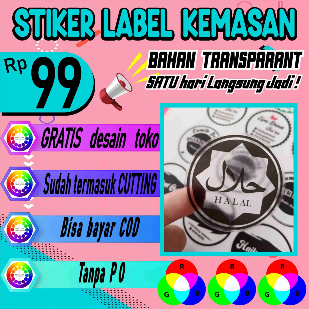 Jual Cetak Stiker Transparan Label Olshop Makanan Minuman Murah Sudah Cutting Sehari Jadi 6805