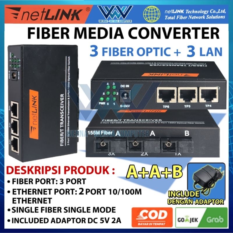 Jual Media Konverter 3 FO 3 LAN AAB 10/100 Fast Ethernet Switch Fiber ...