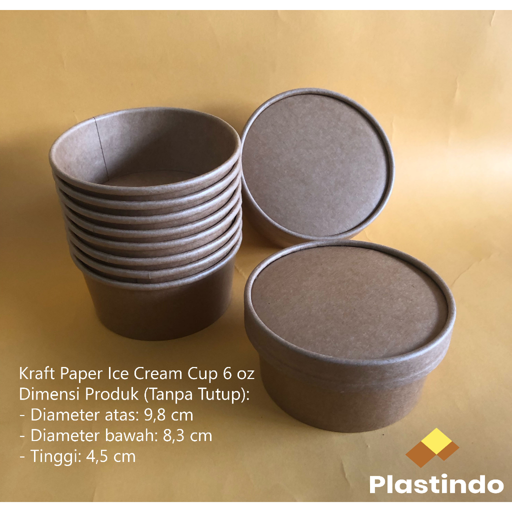 Jual Kraft Paper Ice Cream Cup 6 Oz Isi 25 pcs TANPA TUTUP | Es Krim ...