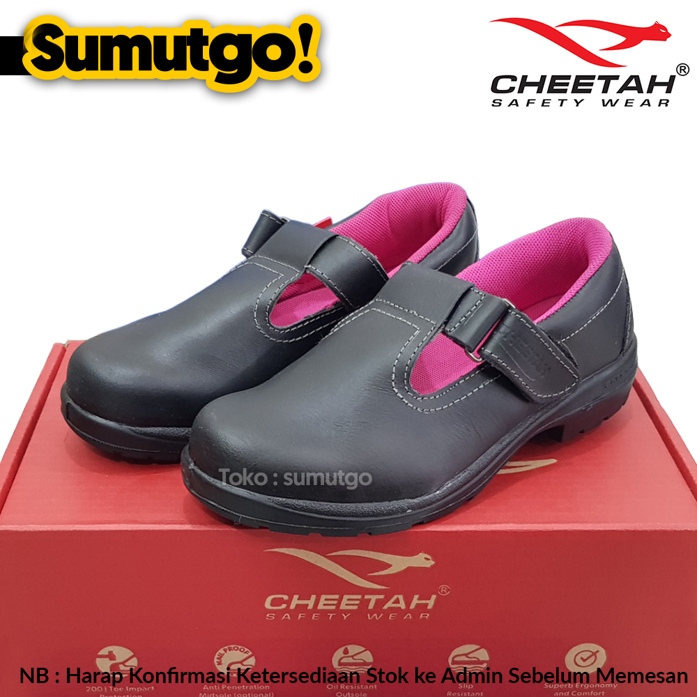 Jual Cheetah 4008h Sepatu Safety Pendek Wanita Warna Hitam 4008 H Women Sepatu Proyek Tapak