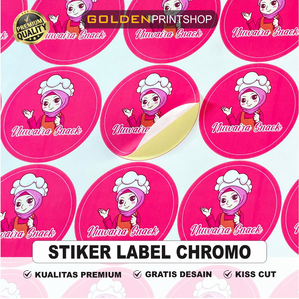 Jual Cetak Sticker Custom Bahan Cromo Label Stiker Kemasan Produk Makanan Dan Minuman Shopee 6115