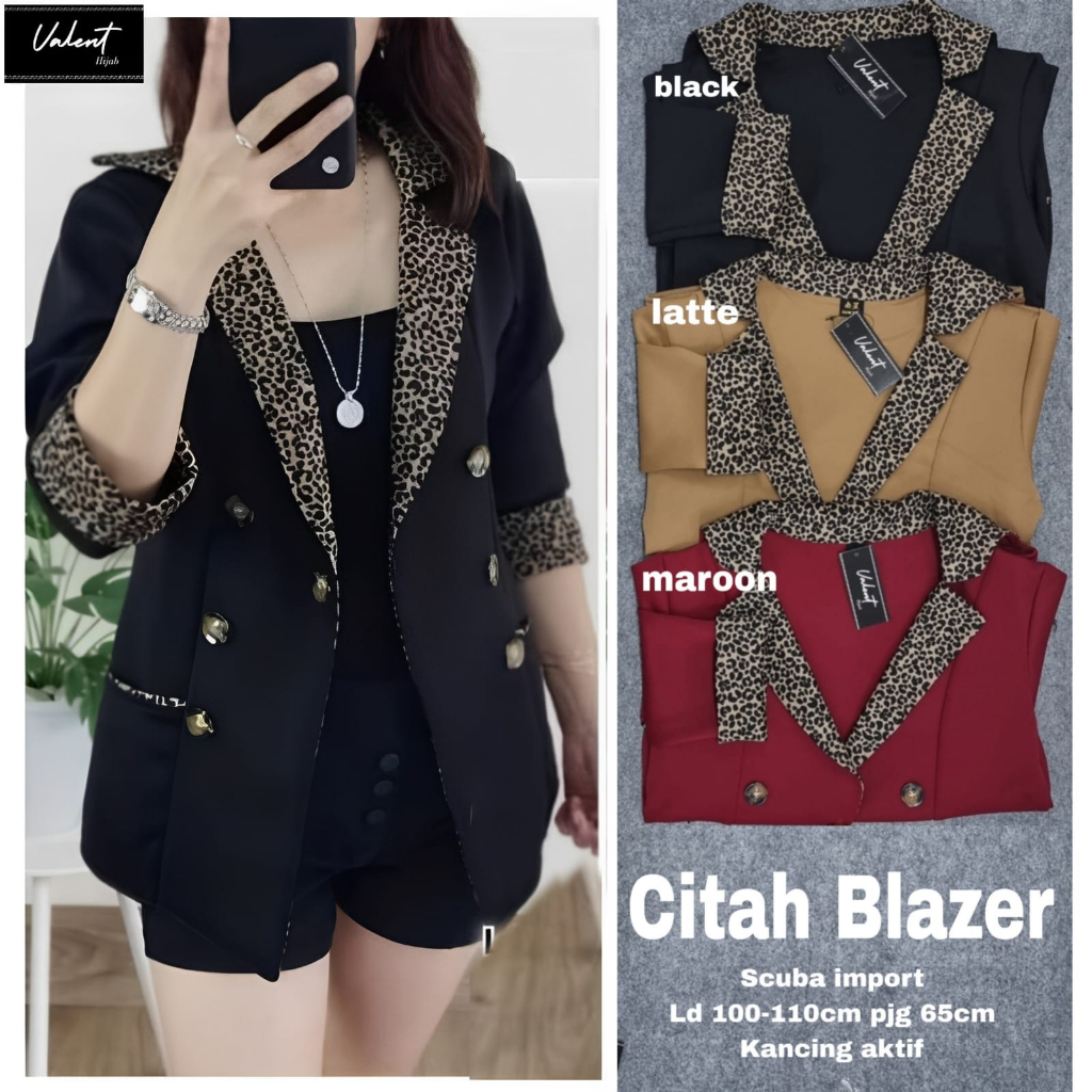 Jual Citah Blazer Wanita Bahan Scuba Import Kancing Aktif Ld Cm