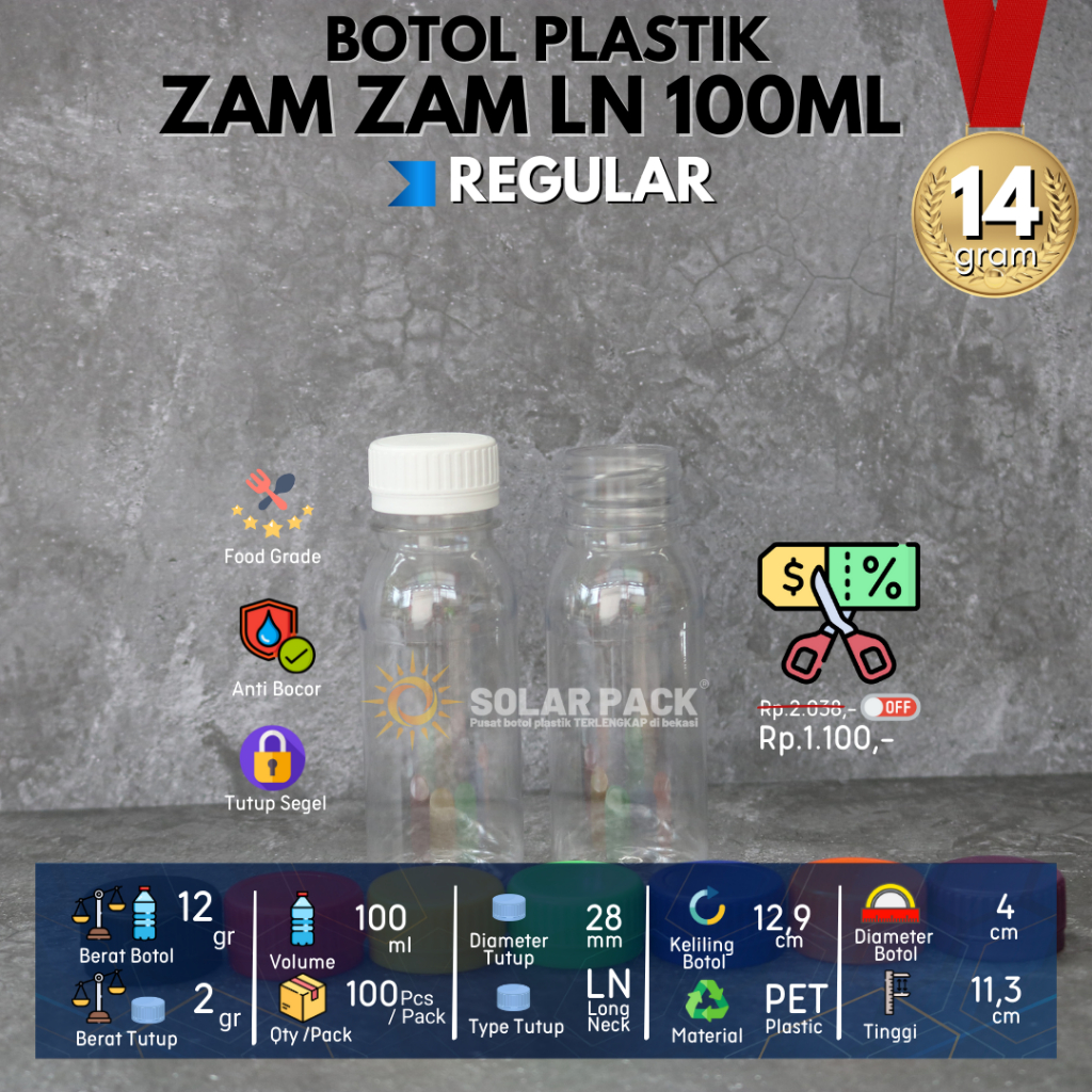 Jual Botol plastik PET 100ml zam zam minuman mineral jus susu kopi ...
