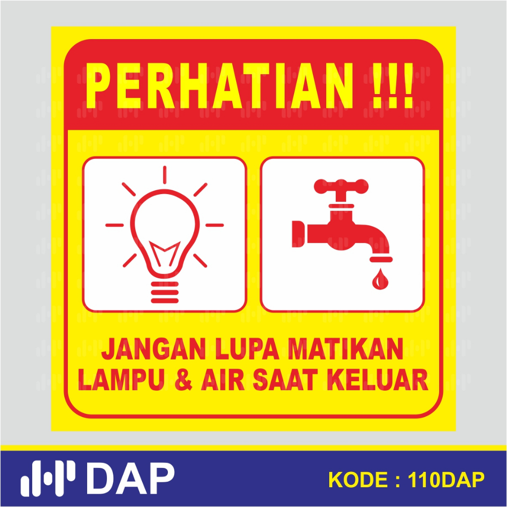 Jual Stiker Matikan Lampu Dan Air 10x10cm 0110dap Vynil Ritrama