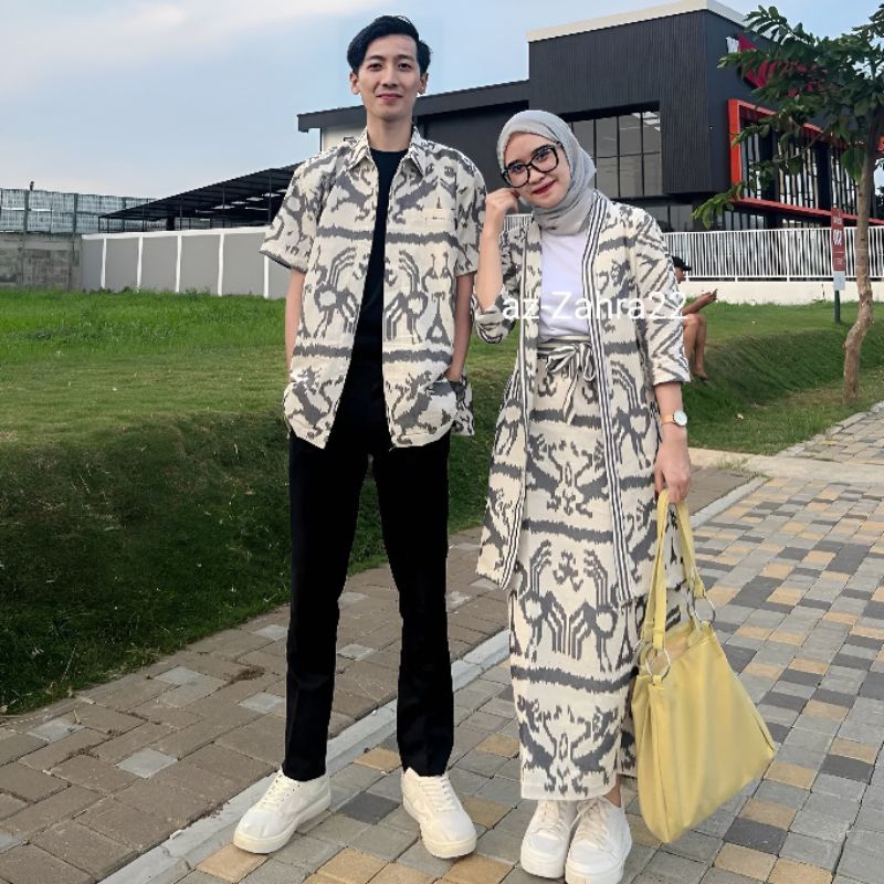 Jual Baju Tenun Madam White Ntt Set Couple Kondangan Pasangan Kemeja