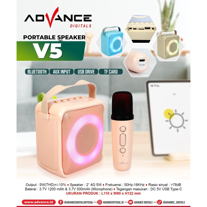 Jual Advance V5 Speaker Bluetooth Mini 2 Inch Aktif Portable di Luar