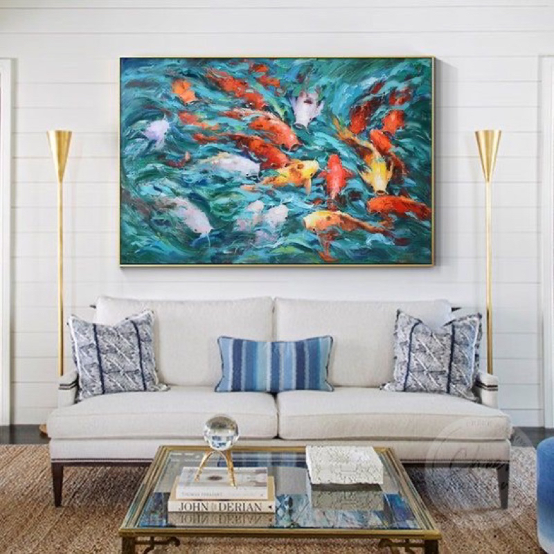 Jual LUKISAN IKAN KOI KARYA TANGAN (include frame, tinggal pajang ...