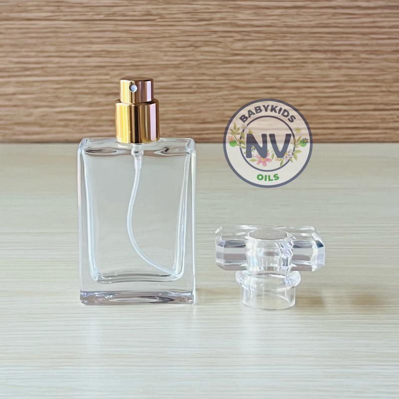 COCO SQUARE EMPTY PERFUME BOTTLE 30ml 50ml BOTOL KACA PARFUM ISI ULANG  MINYAK WANGI SPRAY black clear gold silver
