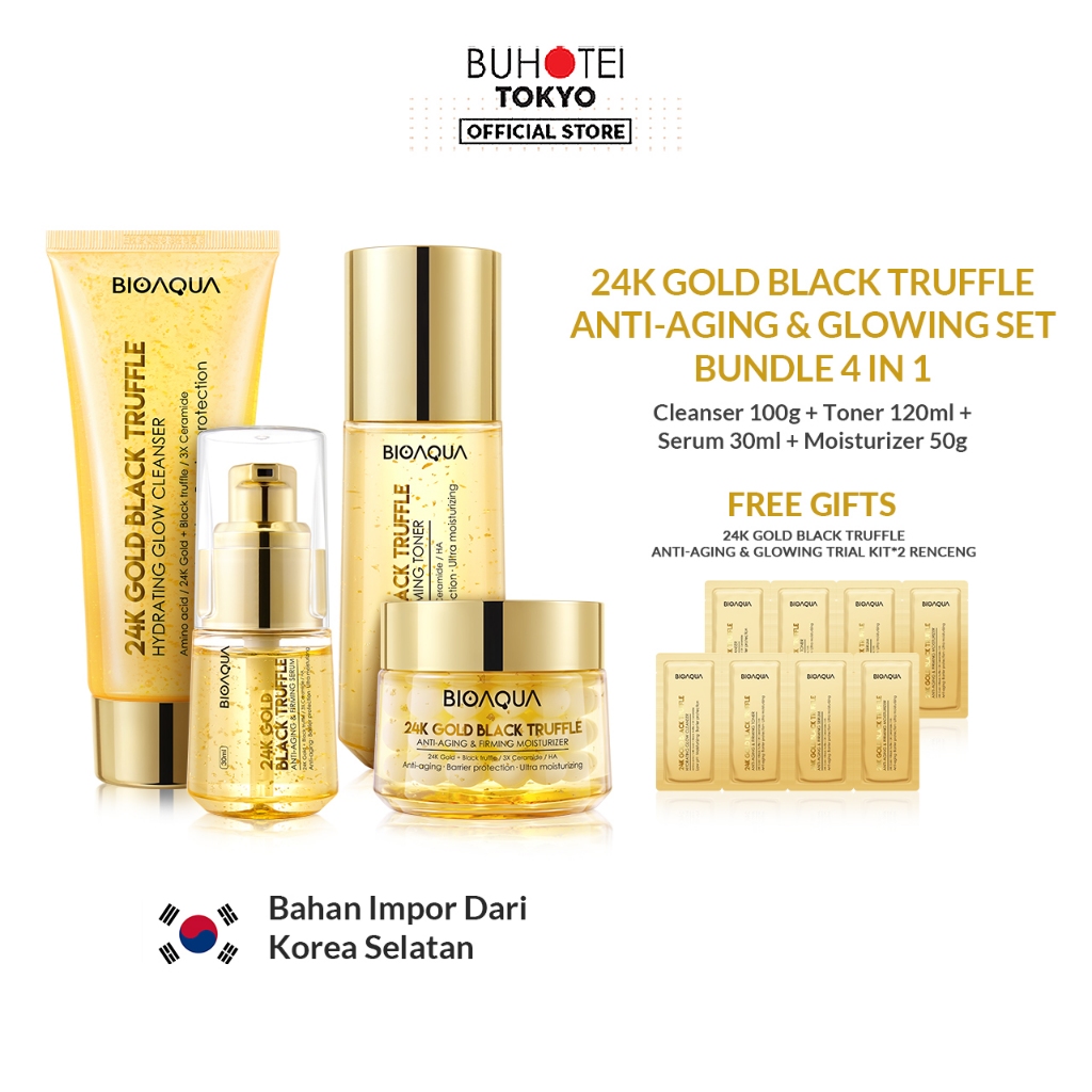 Jual Buhotei BIOAQUA Skincare Paket 24K Gold Black Truffle Anti Aging Firming Moisturizer Set