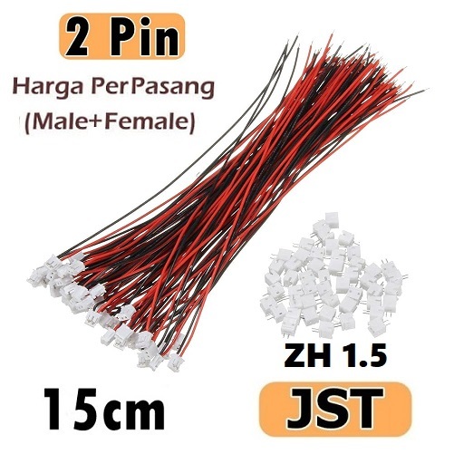 100 SET Mini Micro ZH 1.5 Connettore JST a 2 pin con cavi