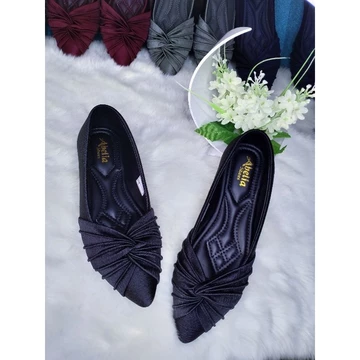 Abelia Shoes. Sepatu Slip On Flatshoes Satin Silk Salur