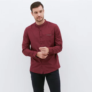 M231 Kemeja Pria Koko Shanghai Polos Oxford Panjang Maroon 1552B