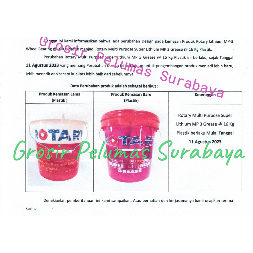 Jual Gemuk Rotary wheel bearing grease MP 3 MP3 Multipurpose MP3 PAIL