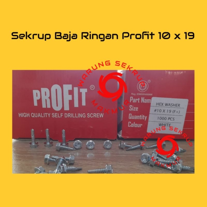 Jual (1 Box) Skrup / Sekrup Baja Ringan PROFIT 10x19 (1.000 pcs ...
