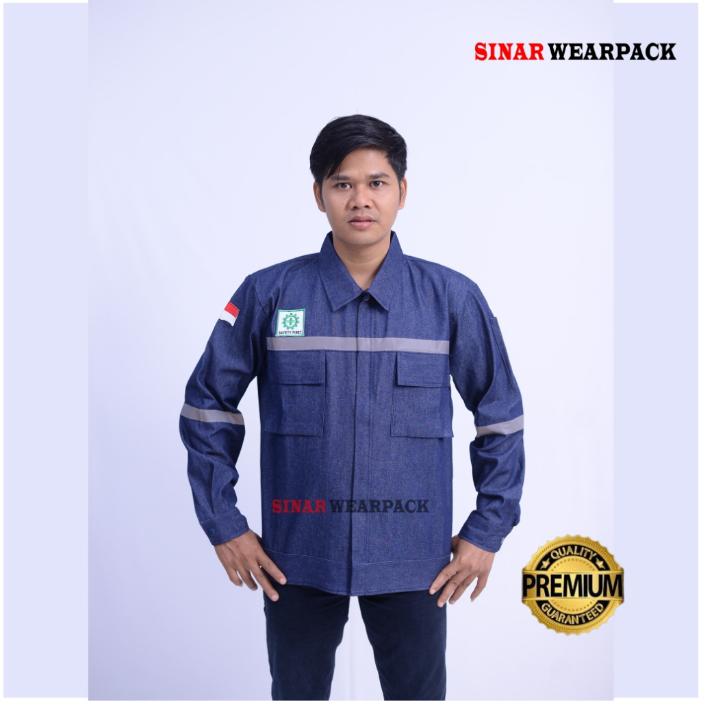 Jual Sinar Wearpack Atasan Levis Kemeja Kerja Pakaian Kerja Lapangan Baju Proyek Safety