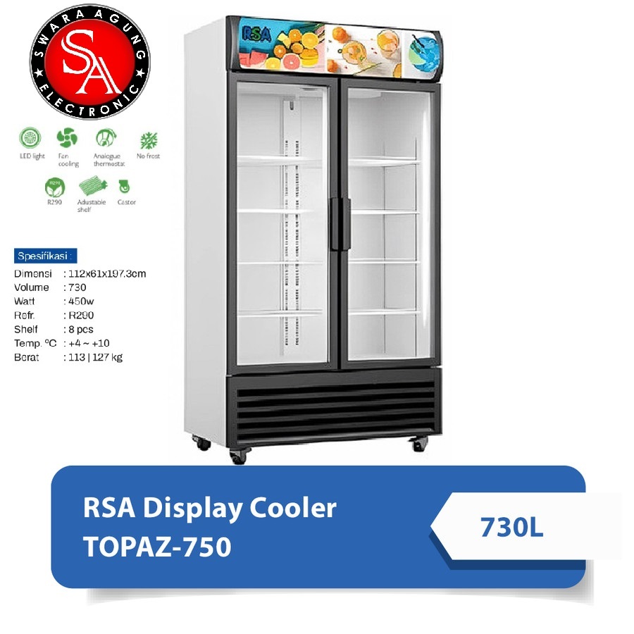 Jual Kulkas Showcase 2 Pintu 730 Liter RSA Type : TOPAZ 750 (Khusus ...