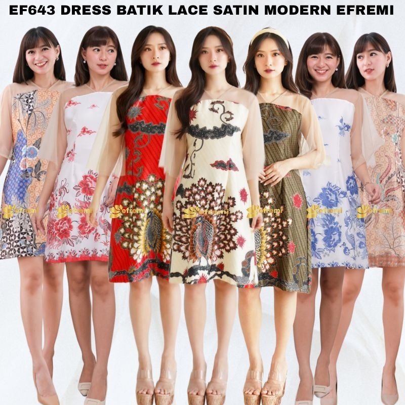Jual DRESS BATIK SATIN LACE MODERN TRENY PREMIUM#PARTY DRESS BATIK#MINI ...