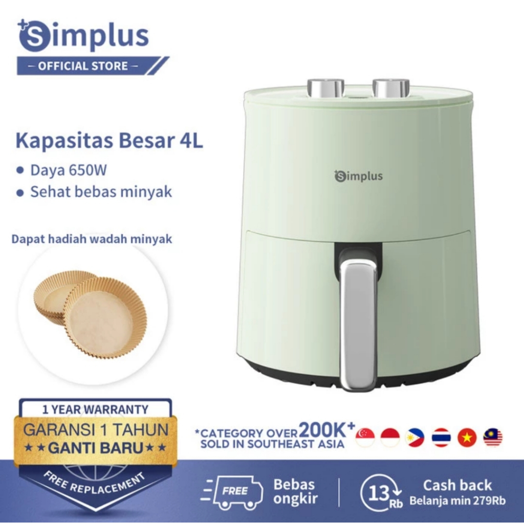 Jual Simplus Air Fryer Penggoreng Tanpa Minyak 650 Watt 4L Bebas Minyak ...