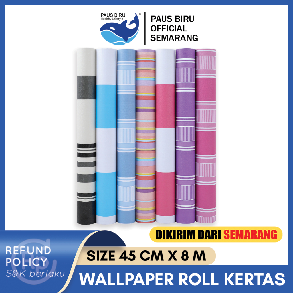 Jual Paus Biru - Wallpaper Sticker Roll 8 Meter X 45cm Wallsticker ...