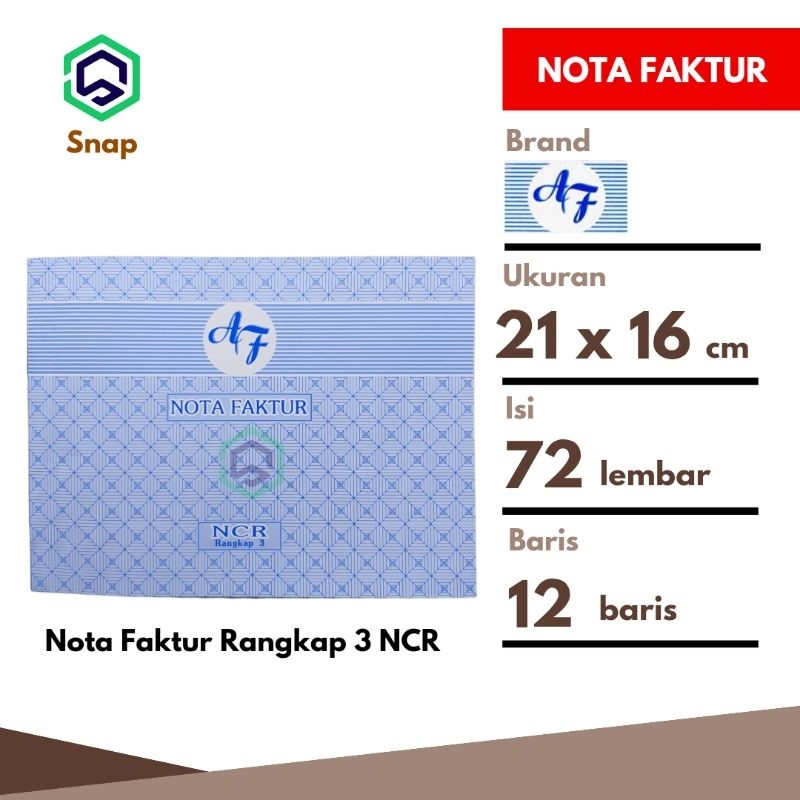 Jual Nota Faktur 3 Rangkap 3 Ply NCR 1/2 Folio AF - 1 Buku | Shopee ...