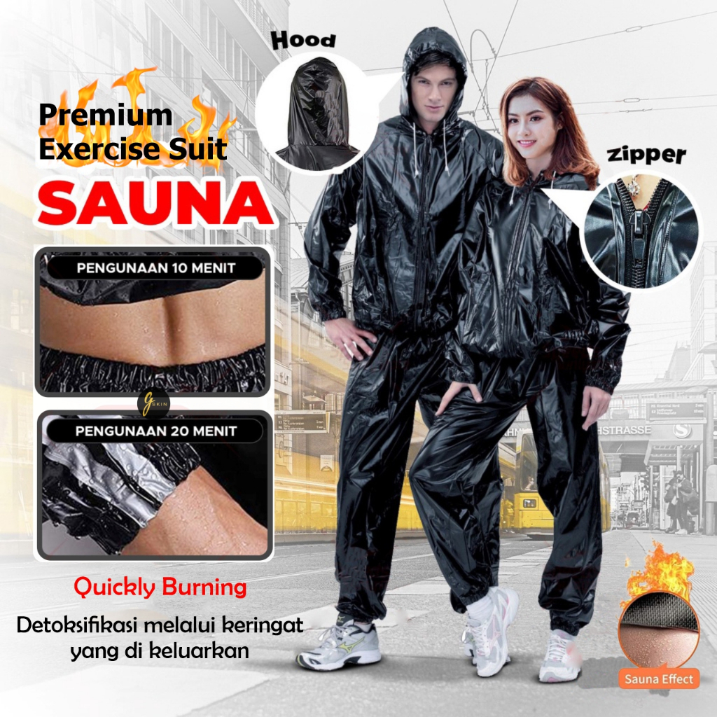 Jual JAKET SAUNA SUIT PREMIUM EXERCISE FULL BODY LIGHT REFLECTOR