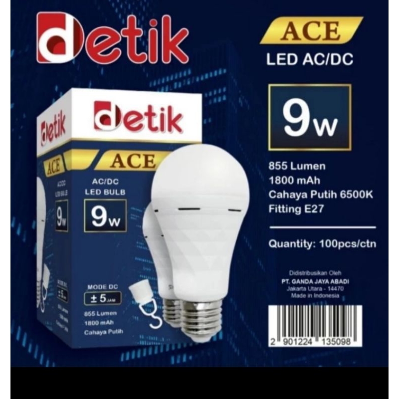 Jual Lampu Bohlam Led Emergency Ac Dc Watt Led Detik Ace Shopee