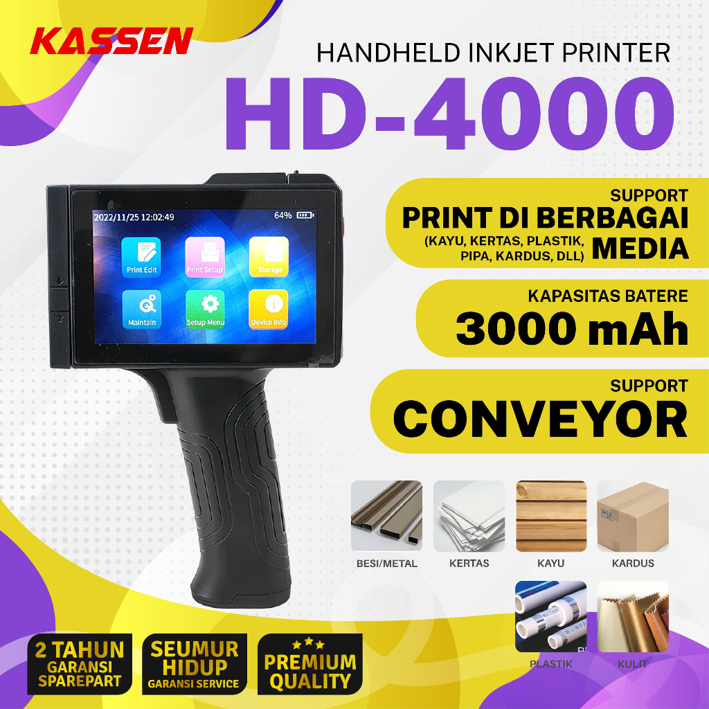 Jual Smart Handheld Printer Portable Conveyor EXpDate Kassen HD 4000 HD ...
