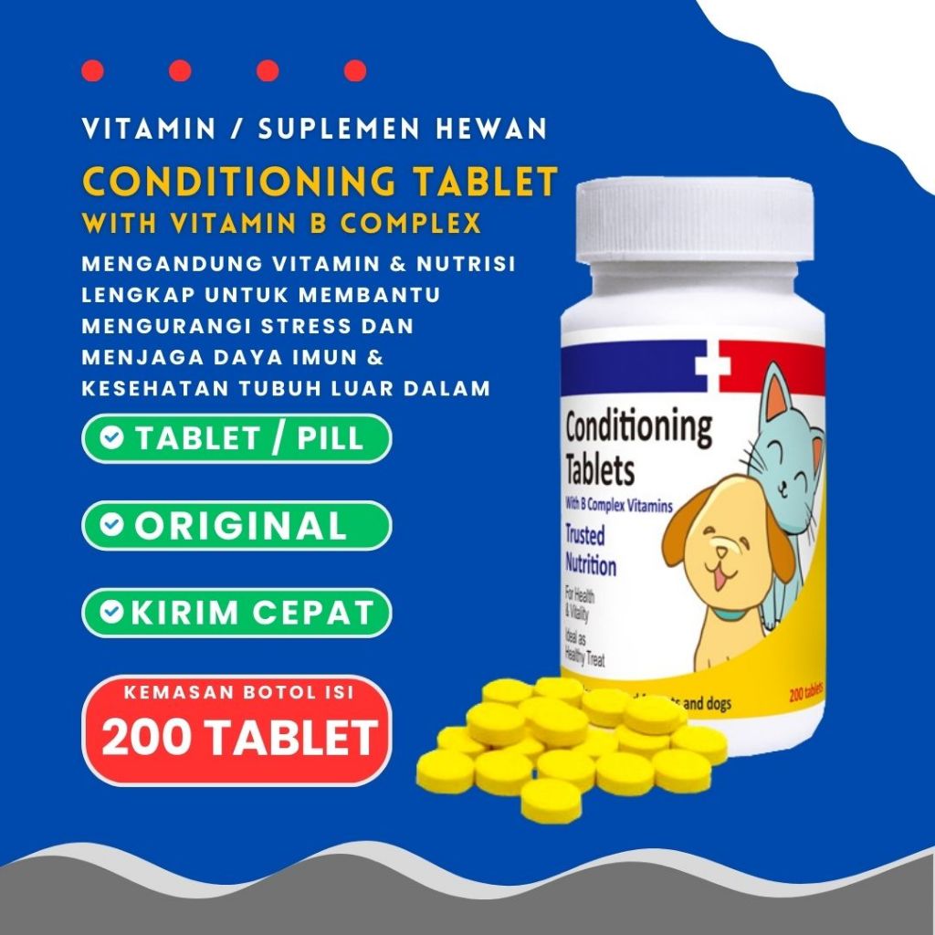 Jual VITAMIN KUCING & ANJING CONDITIONING TABLET VIT B COMPLEX FOR CATS