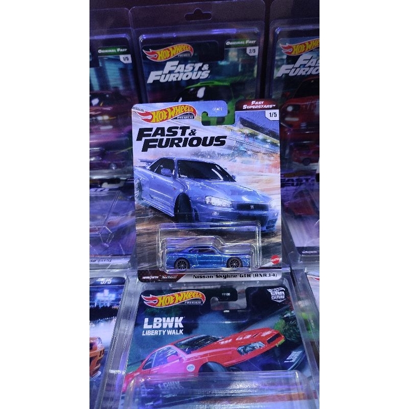 Hot Wheels 1/64 Nissan Skyline R34 Fast & Furious - édition Fast Superstars, Bleu, Neuve
