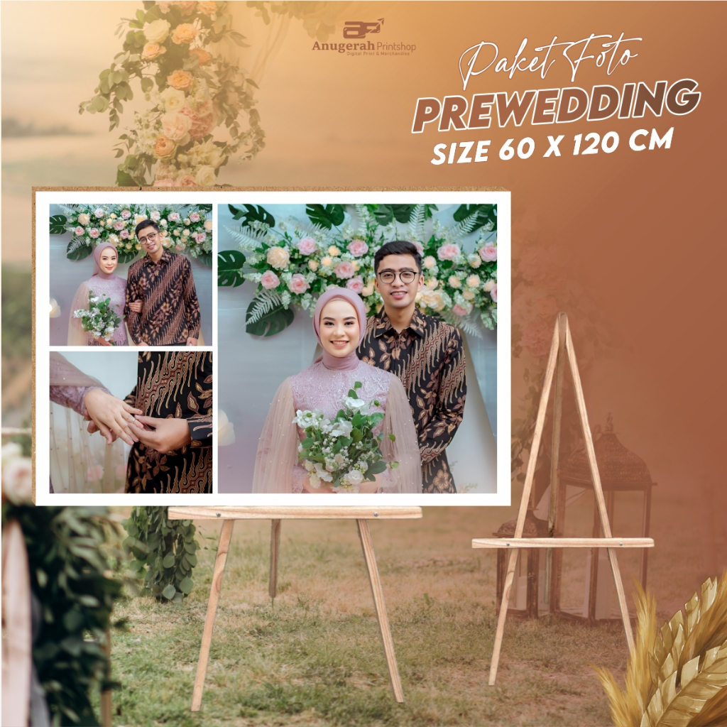 Jual CETAK FOTO PREWEDDING SUPER JUMBO 60X120CM BINGKAI MDF (PREWED