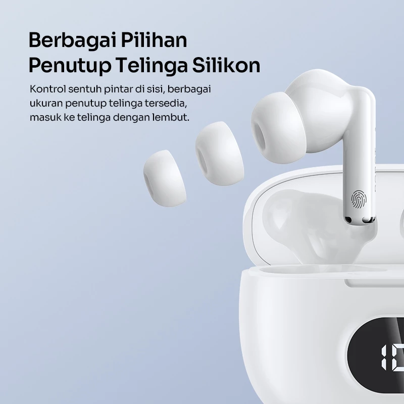 Robot True Wireless Earbuds Deep Bass TWS Bluetooth 5.3 Smart Control HD Call Earphone Airbuds T70 Original - Garansi 1 Tahun
